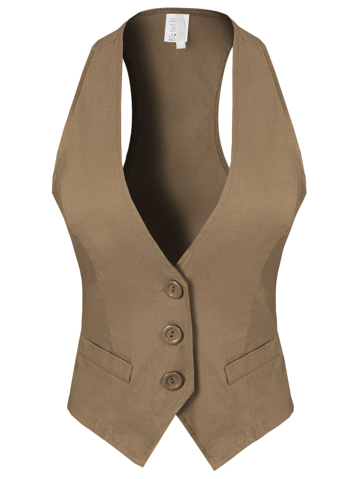 Dressy Casual Versatile Racerback Vest Tuxedo Suit Waistcoat