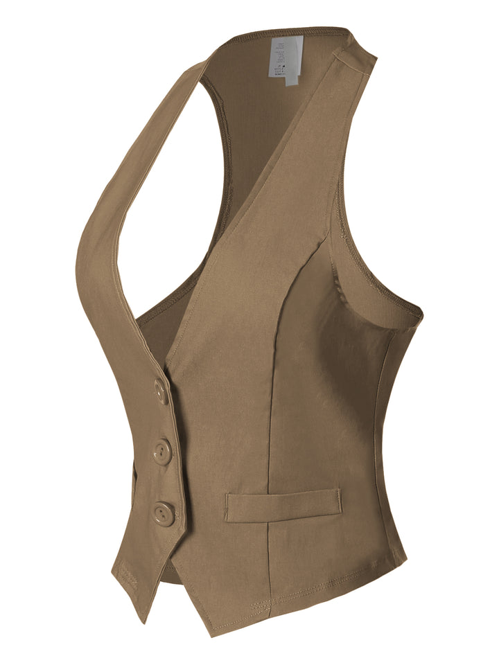 Dressy Casual Versatile Racerback Vest Tuxedo Suit Waistcoat