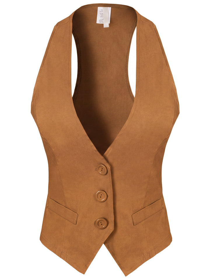 Dressy Casual Versatile Racerback Vest Tuxedo Suit Waistcoat