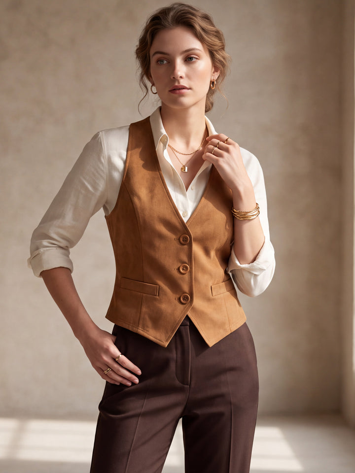 Dressy Casual Versatile Racerback Vest Tuxedo Suit Waistcoat