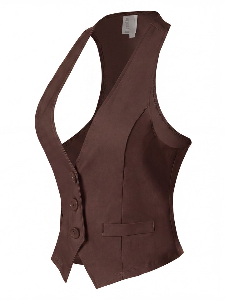 Dressy Casual Versatile Racerback Vest Tuxedo Suit Waistcoat