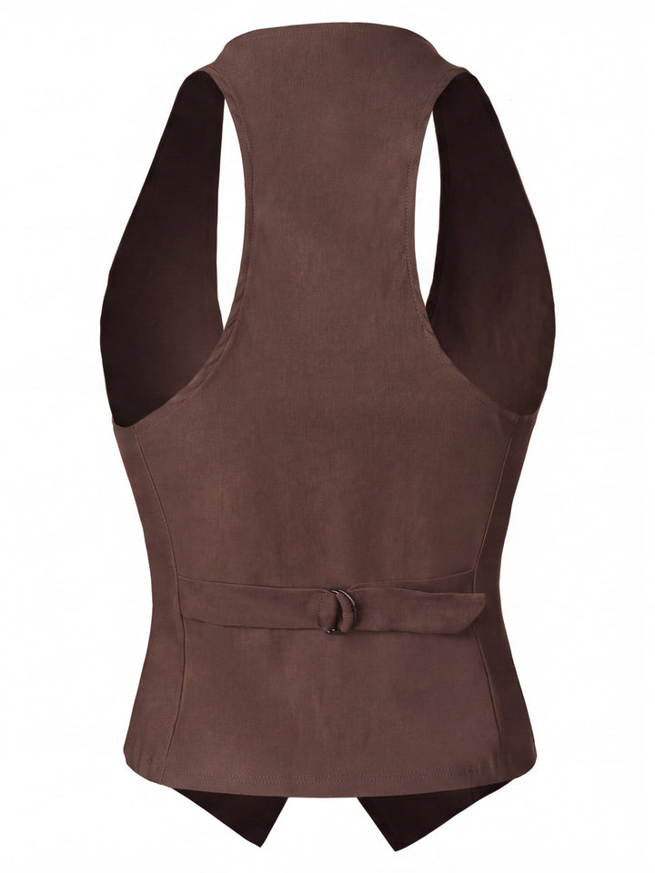Dressy Casual Versatile Racerback Vest Tuxedo Suit Waistcoat