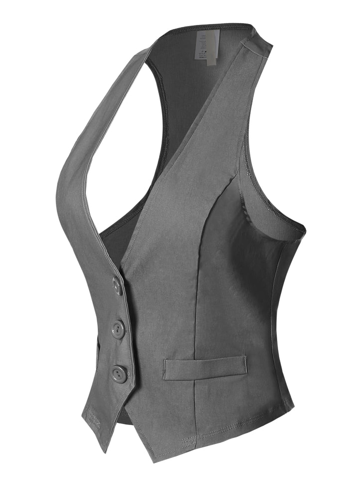 Dressy Casual Versatile Racerback Vest Tuxedo Suit Waistcoat