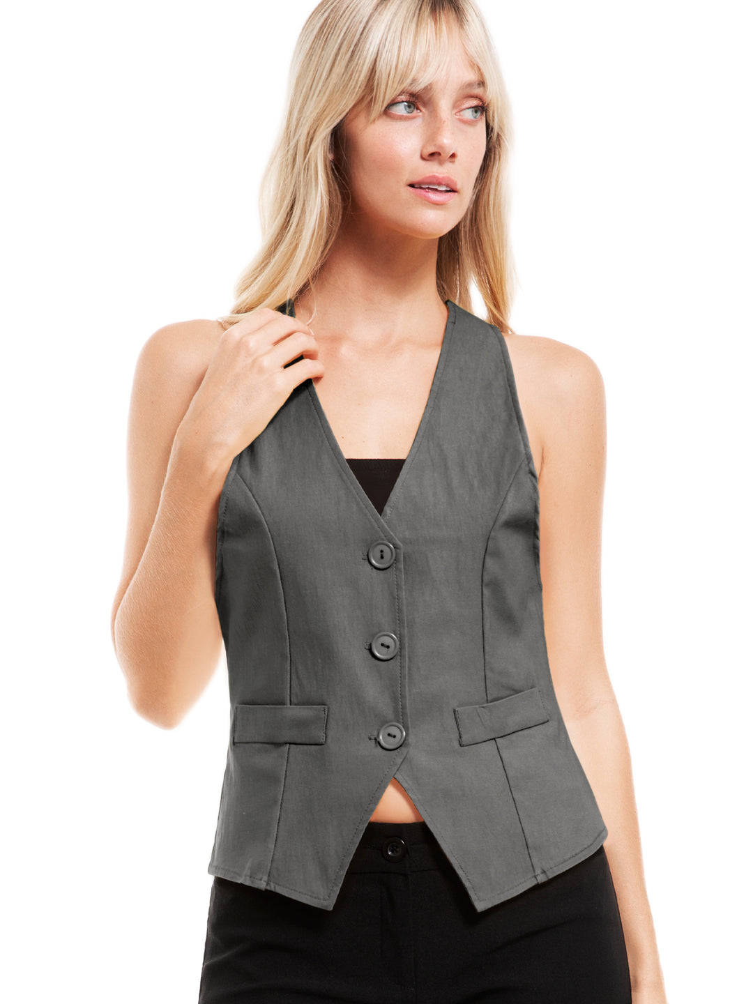 Dressy Casual Versatile Racerback Vest Tuxedo Suit Waistcoat