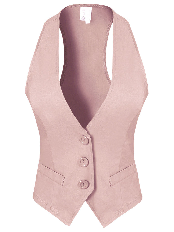 Dressy Casual Versatile Racerback Vest Tuxedo Suit Waistcoat