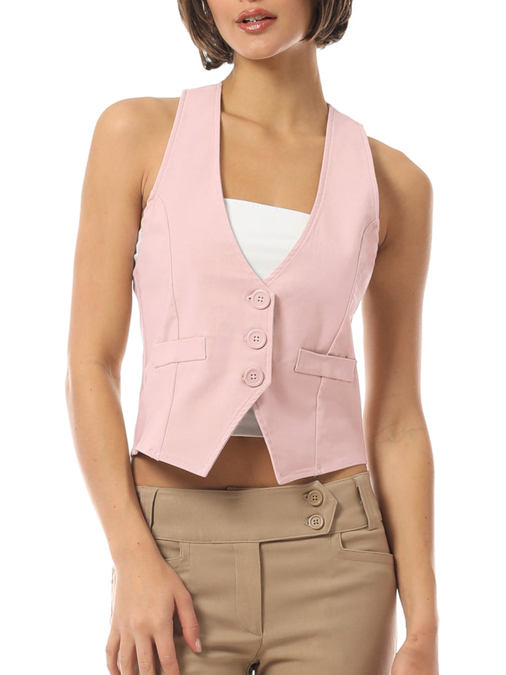 Dressy Casual Versatile Racerback Vest Tuxedo Suit Waistcoat