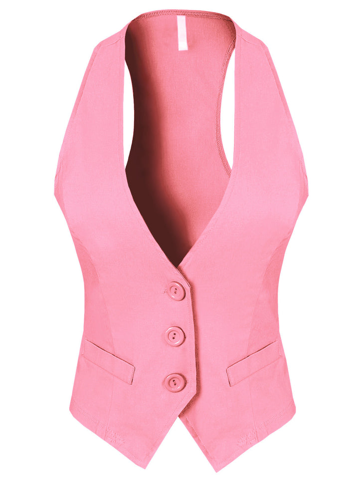 Dressy Casual Versatile Racerback Vest Tuxedo Suit Waistcoat