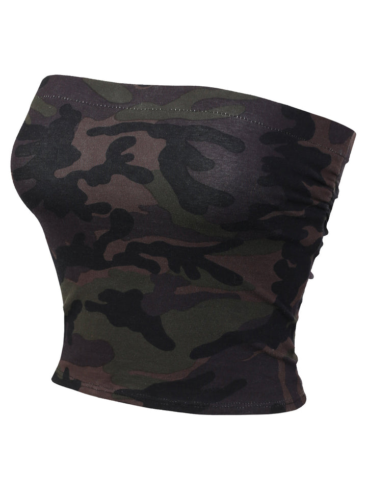Solid Casual Summer Side Shirring Scrunched Double Layered Tube Top