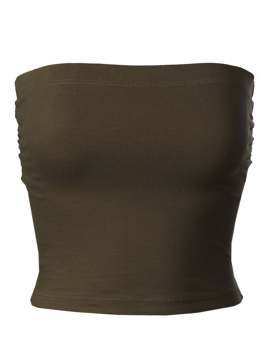 Solid Casual Summer Side Shirring Scrunched Double Layered Tube Top