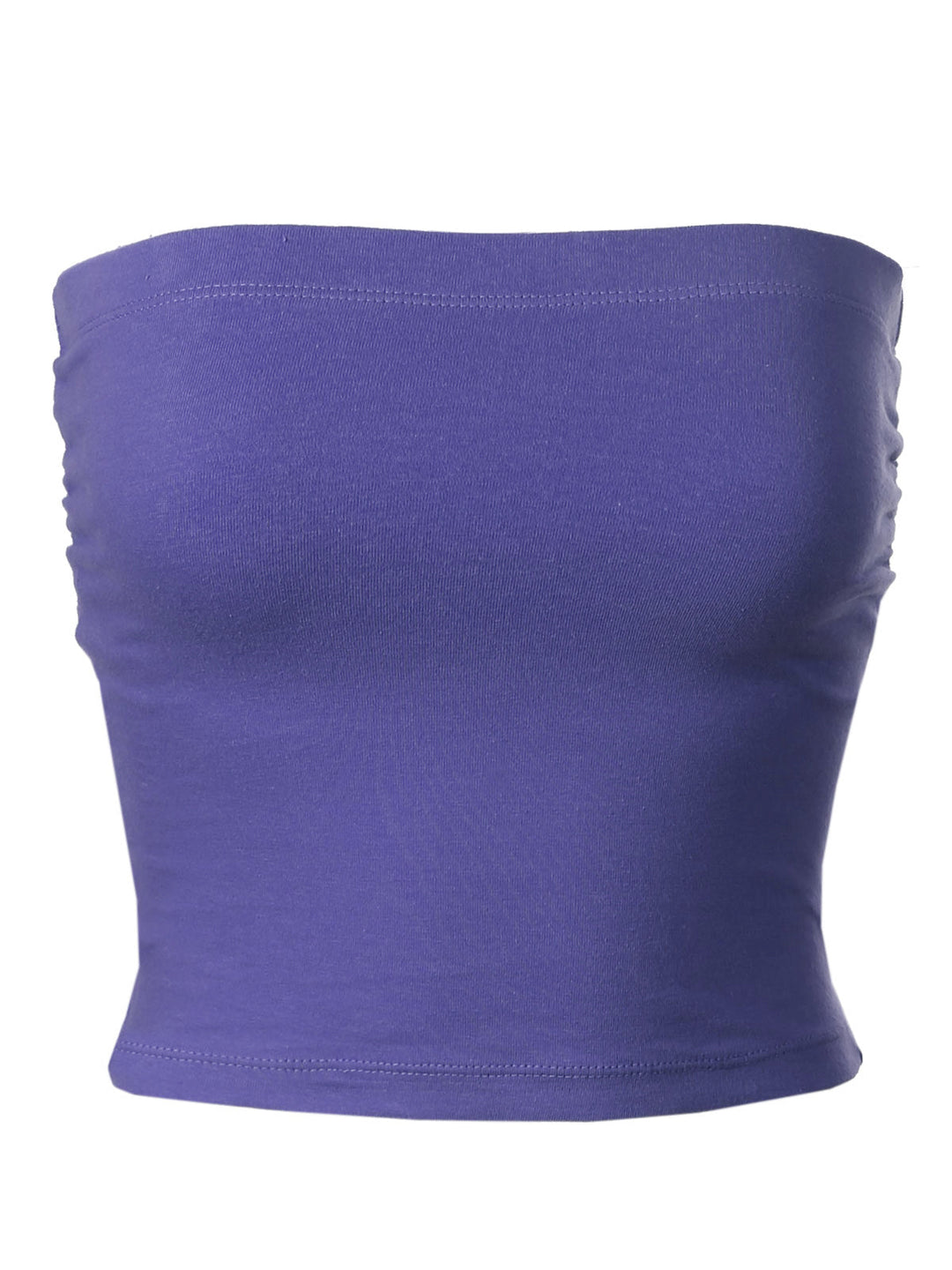 Solid Casual Summer Side Shirring Scrunched Double Layered Tube Top