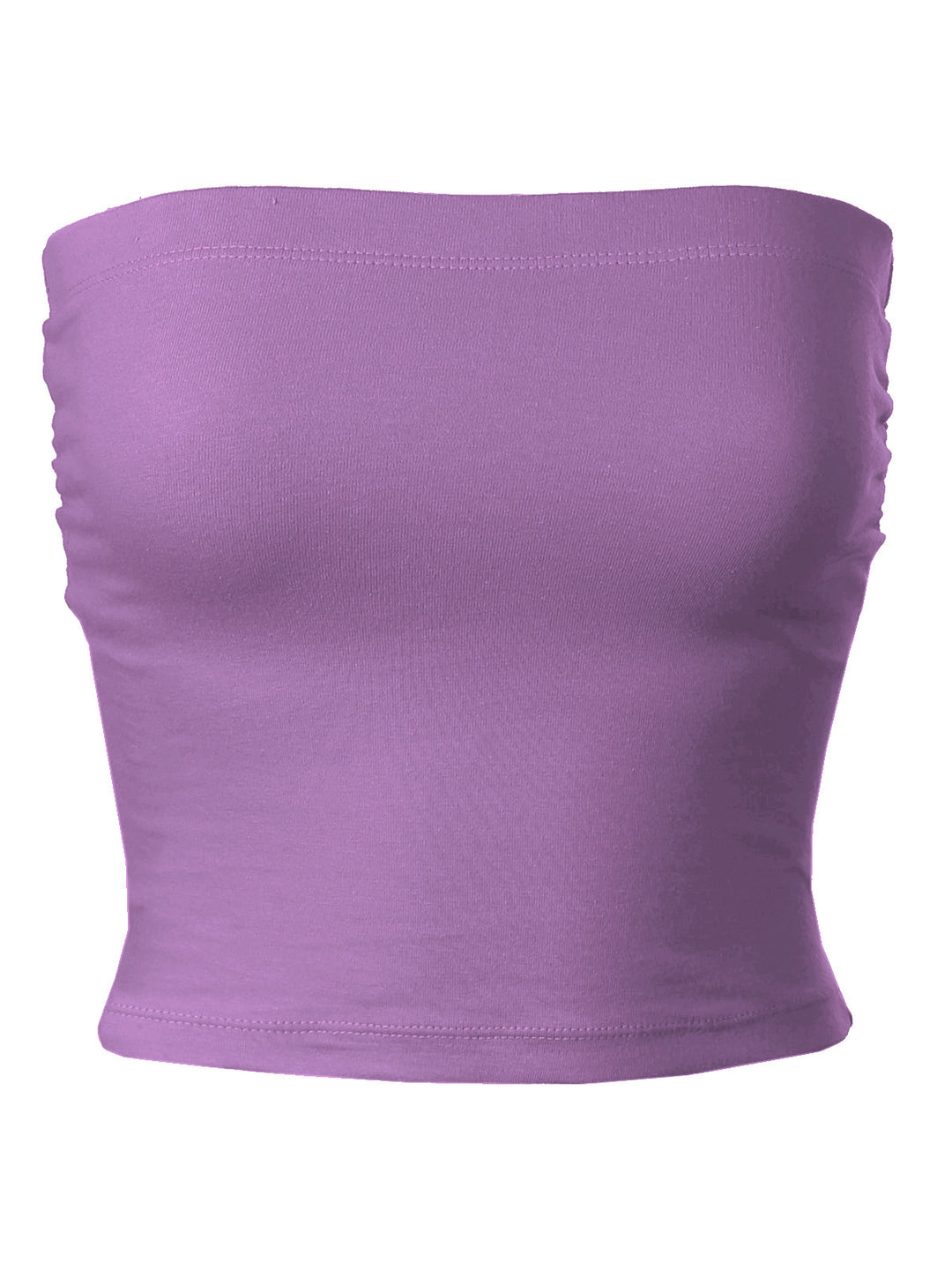 Solid Casual Summer Side Shirring Scrunched Double Layered Tube Top
