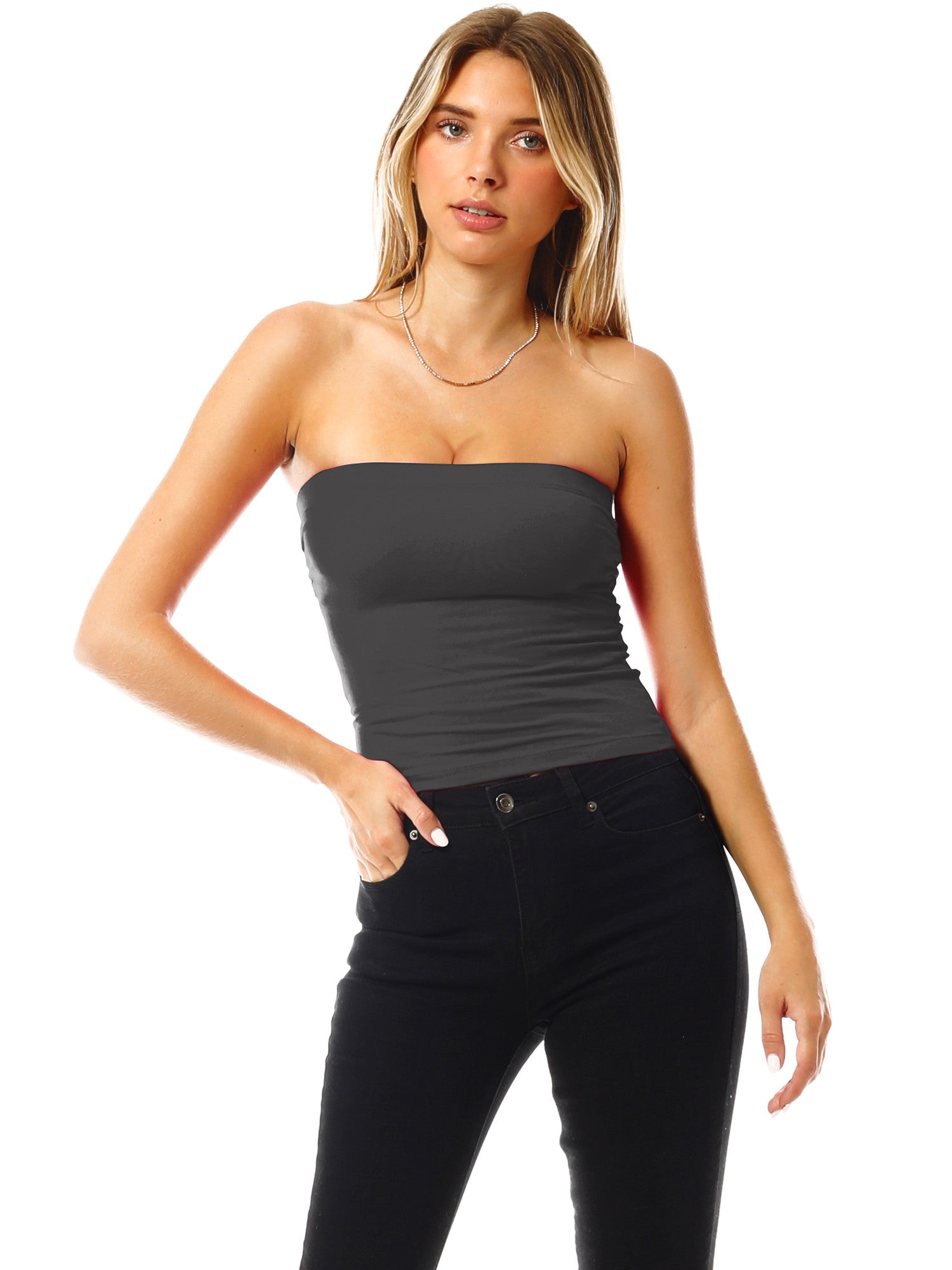 Solid Casual Summer Ruched Sides Scrunched Double Layered Tube Top
