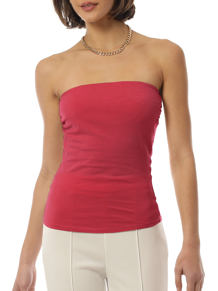 Longline Cotton Tube Top with Shelf Bra