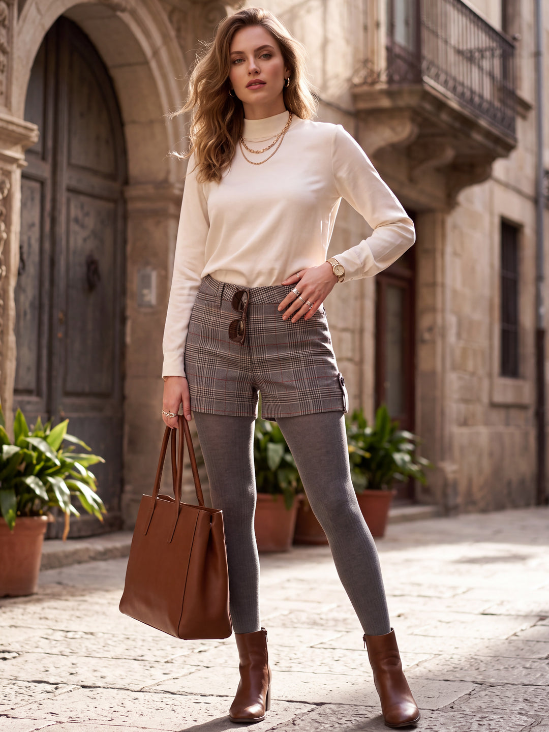 Khaki Burgundy Plaid