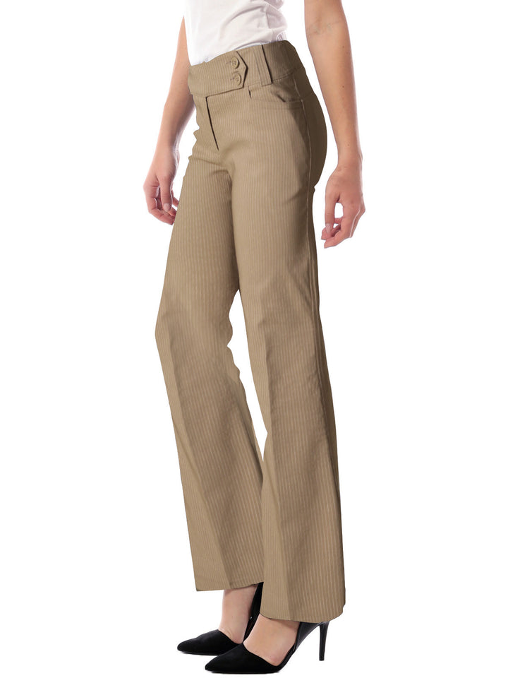 Pinstripe Two-Button Bootcut Work Pants