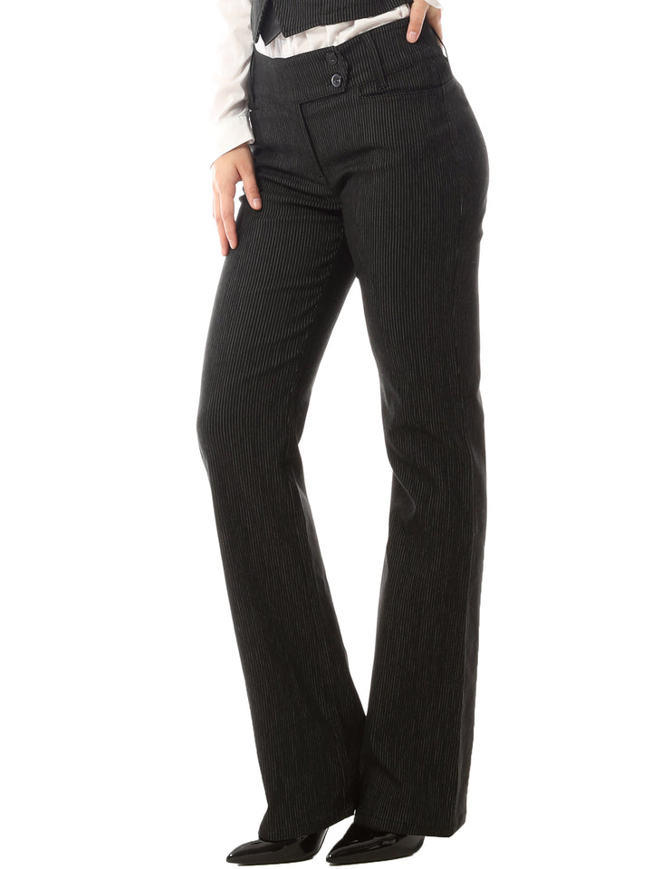 Pinstripe Two-Button Bootcut Work Pants