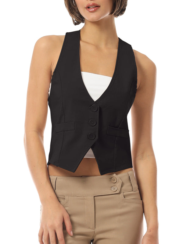 Dressy Casual Versatile Racerback Vest Tuxedo Suit Waistcoat