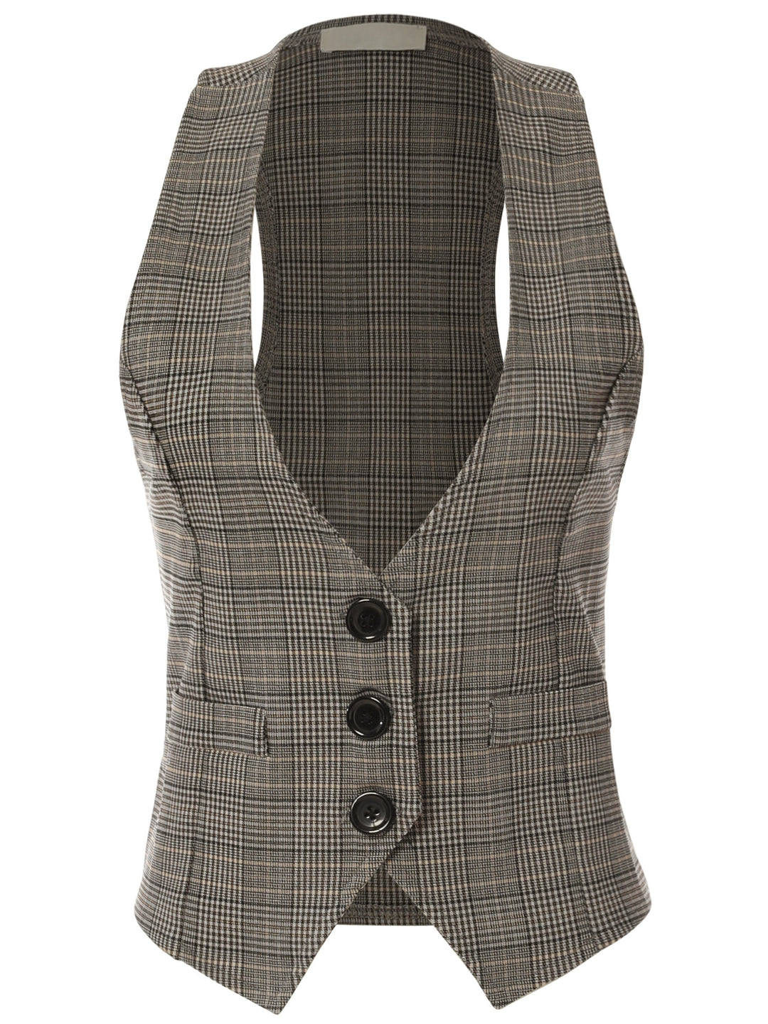 Slim Plaid Racerback Tuxedo Vest