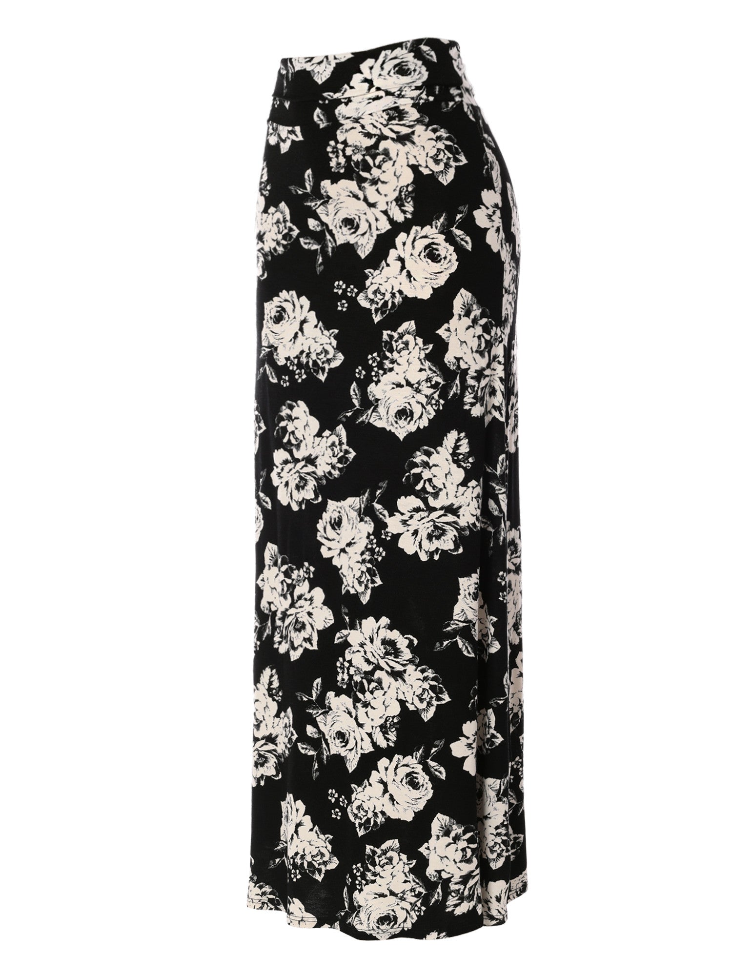 Stretchy High Waisted Floral Patterned Maxi Skirt