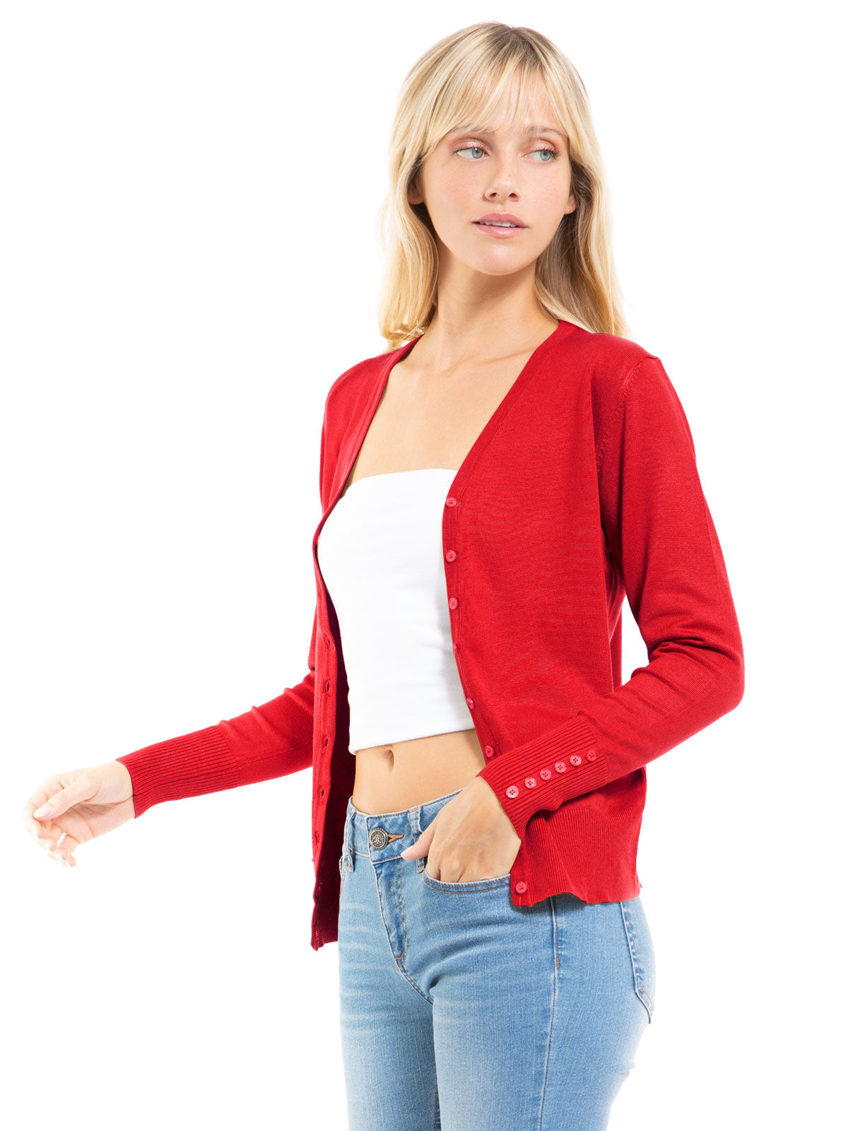 Classic Button Down Long Sleeve V-Neck Soft Knit Sweater Cardigan